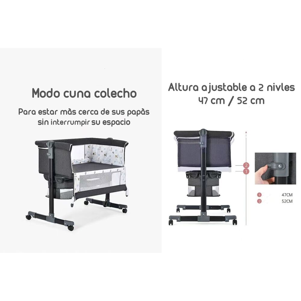 Cuna Colecho Con Mudador Y Accesorios Lubabycas Rosada image number 2.0