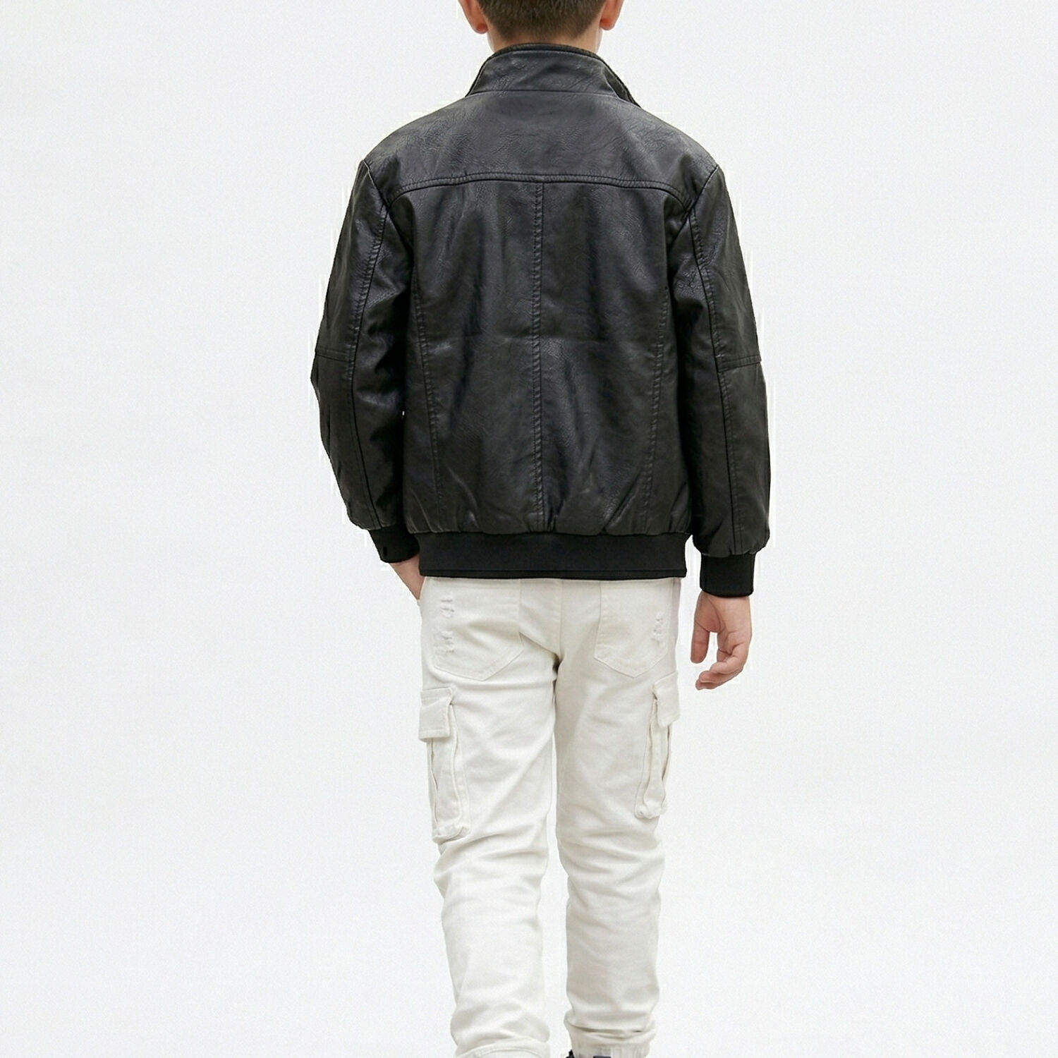 Chaqueta Ecocuero Ni O Estilo Aviador Biker Invierno Negra image number 2.0