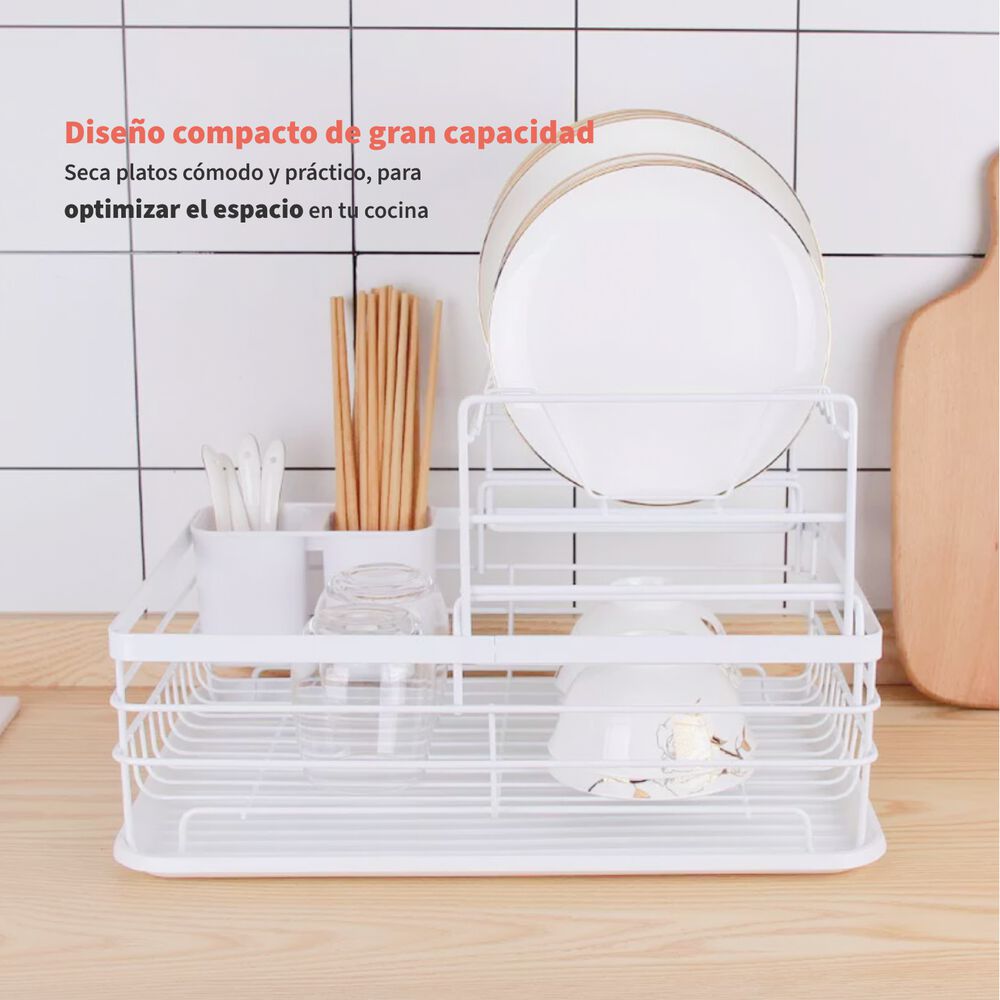 Secaplatos Escurridor 2 Niveles Acero Inox Blanco Simplit image number 2.0