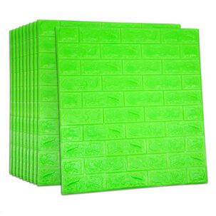 Pack 10 Lamina Papel Mural Autoadhesivo 3d Ladrillo Verde