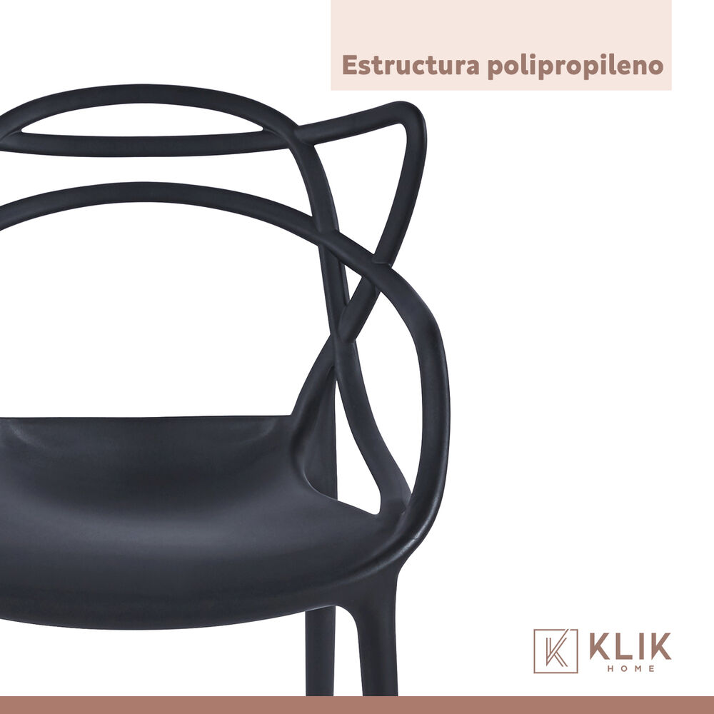 Mesa Restaurant 80x80 Polipropileno + 4 Sillas Master Negras image number 6.0