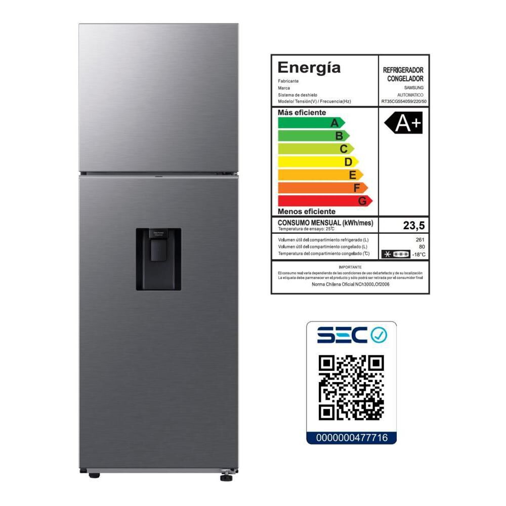 Refrigerador Samsung No Frost Rt35cg5540s9zs Top Freezer 341 Litros image number 5.0