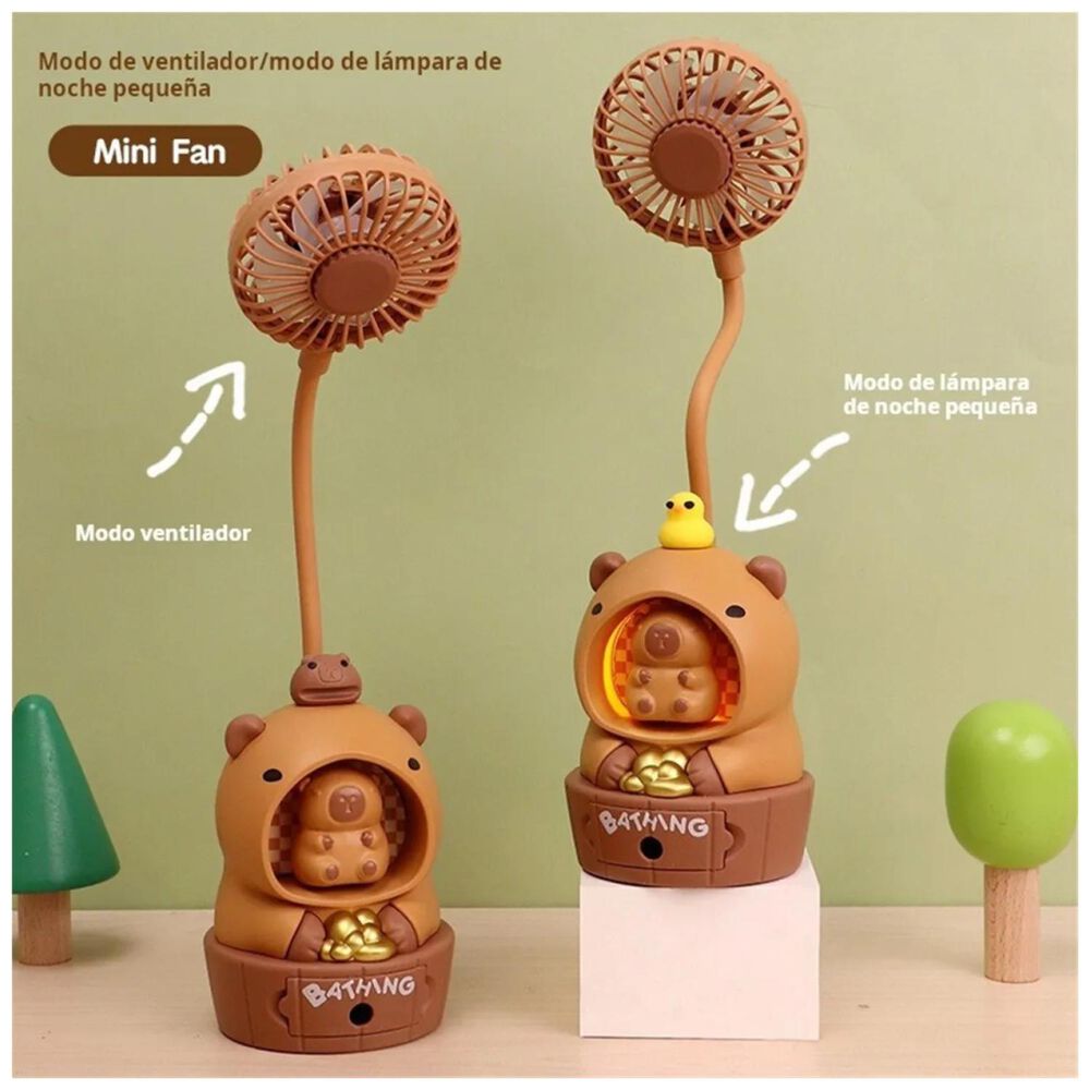 Mini Ventilador Y Lampara De Escritorio Usb Capibara image number 4.0