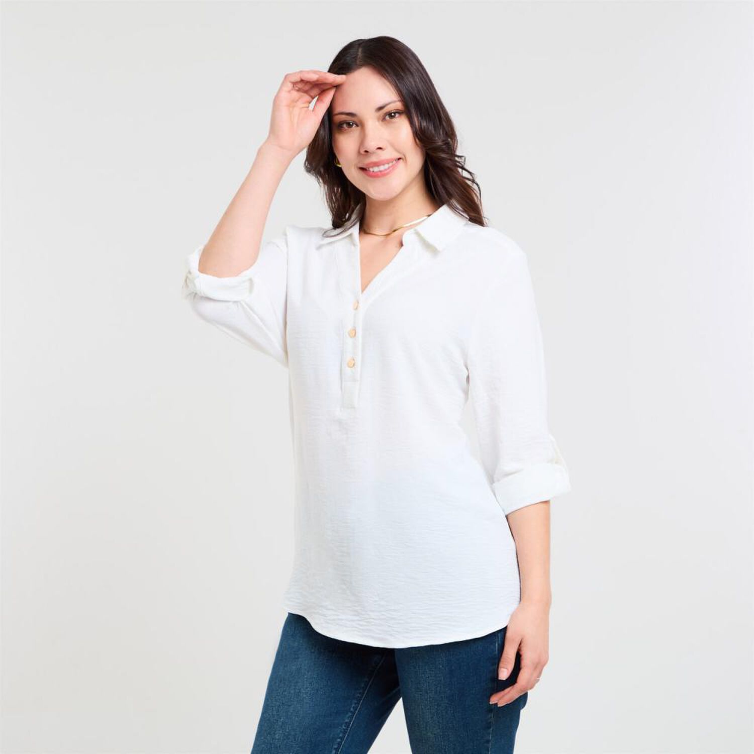 Blusa Lisa Manga Larga Roll Up Mujer Sexy Large image number 2.0
