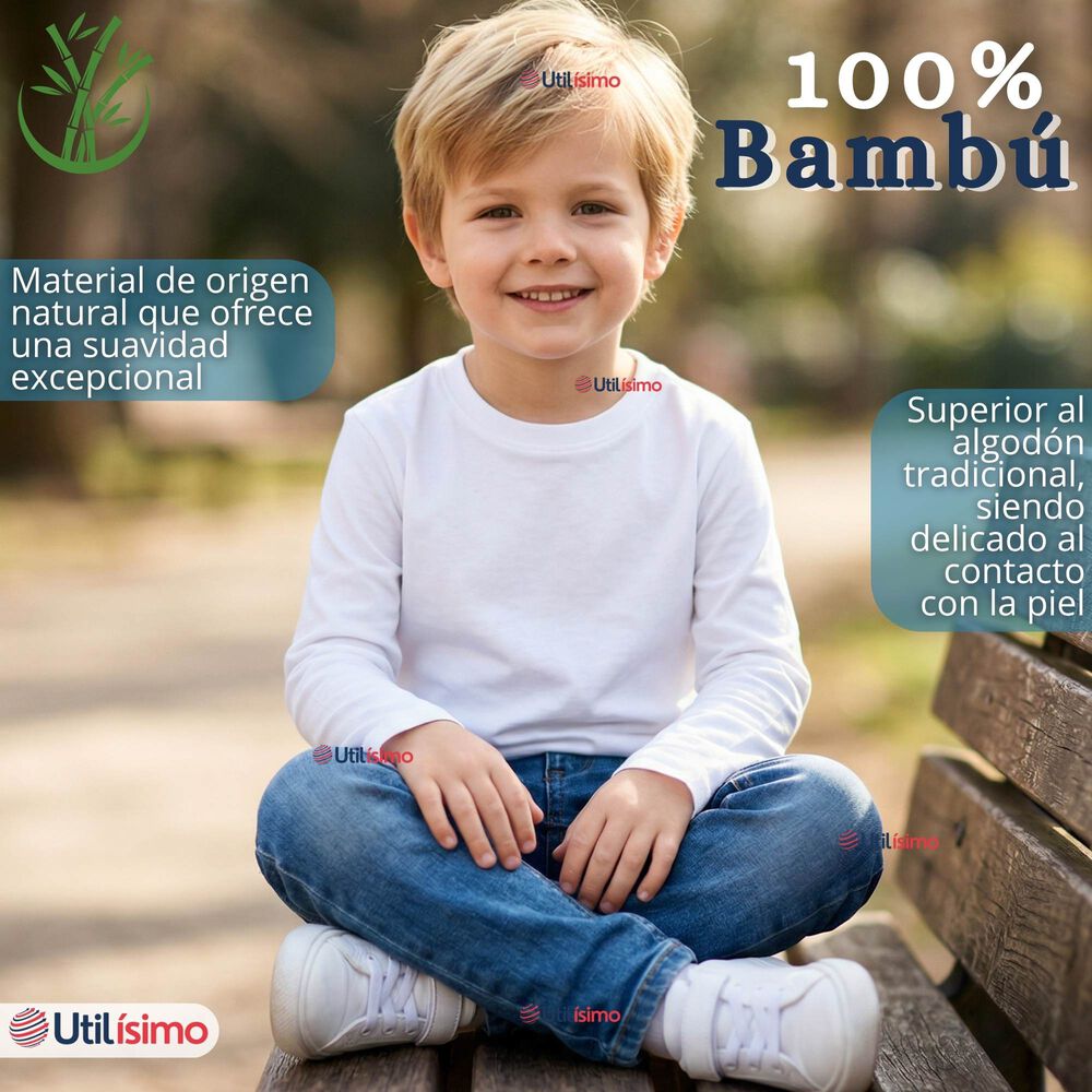 Pack 6 Poleras Camisetas Bamb&uacute; Cuello Redondo Primera Capa Manga Larga Colores Surtido Ni&ntilde;o image number 3.0