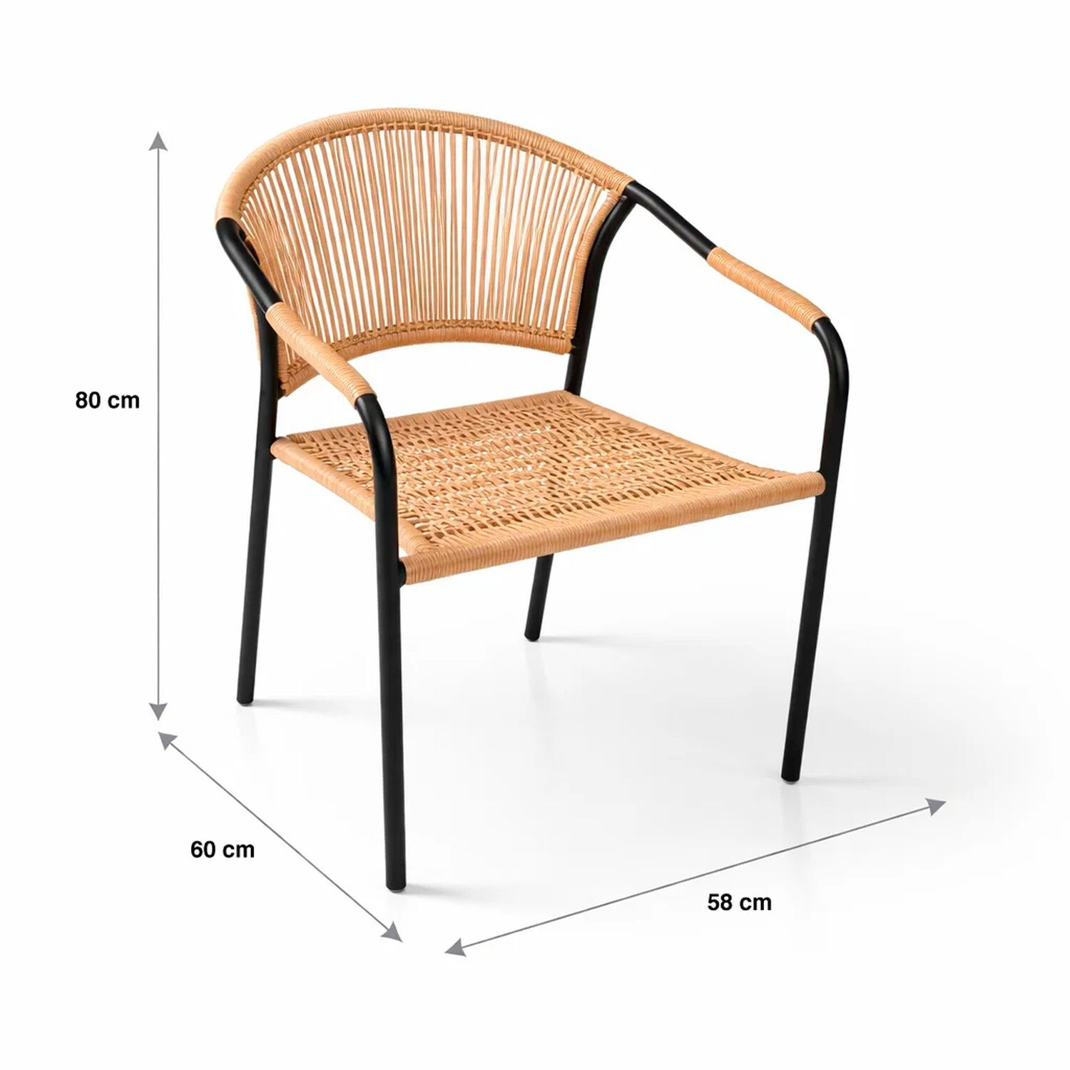Silla Flet - Estructura Negra Con Respaldo Encordado Beige image number 3.0