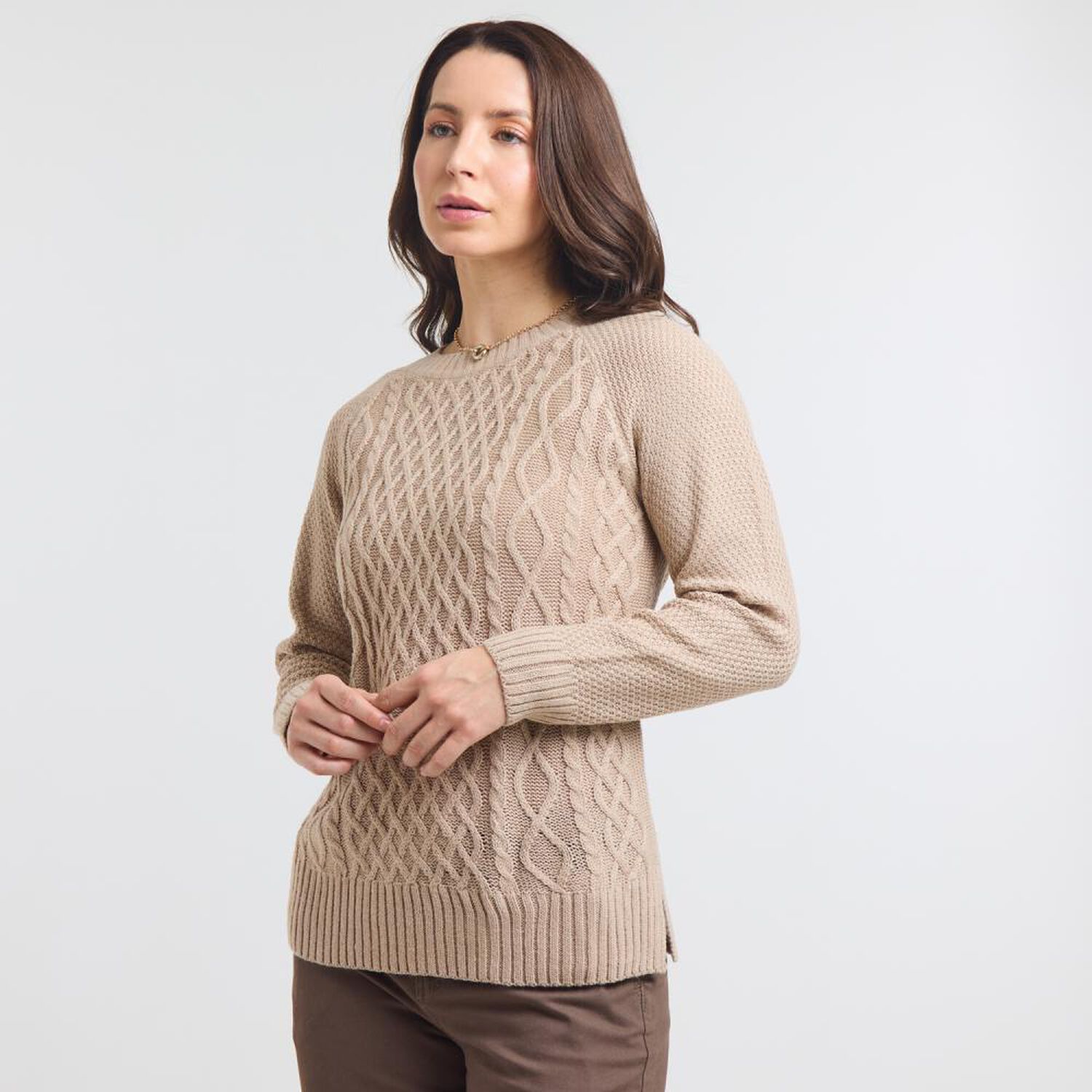 Sweater Trenzado Manga Larga Cuello Redondo Mujer Geeps image number 2.0