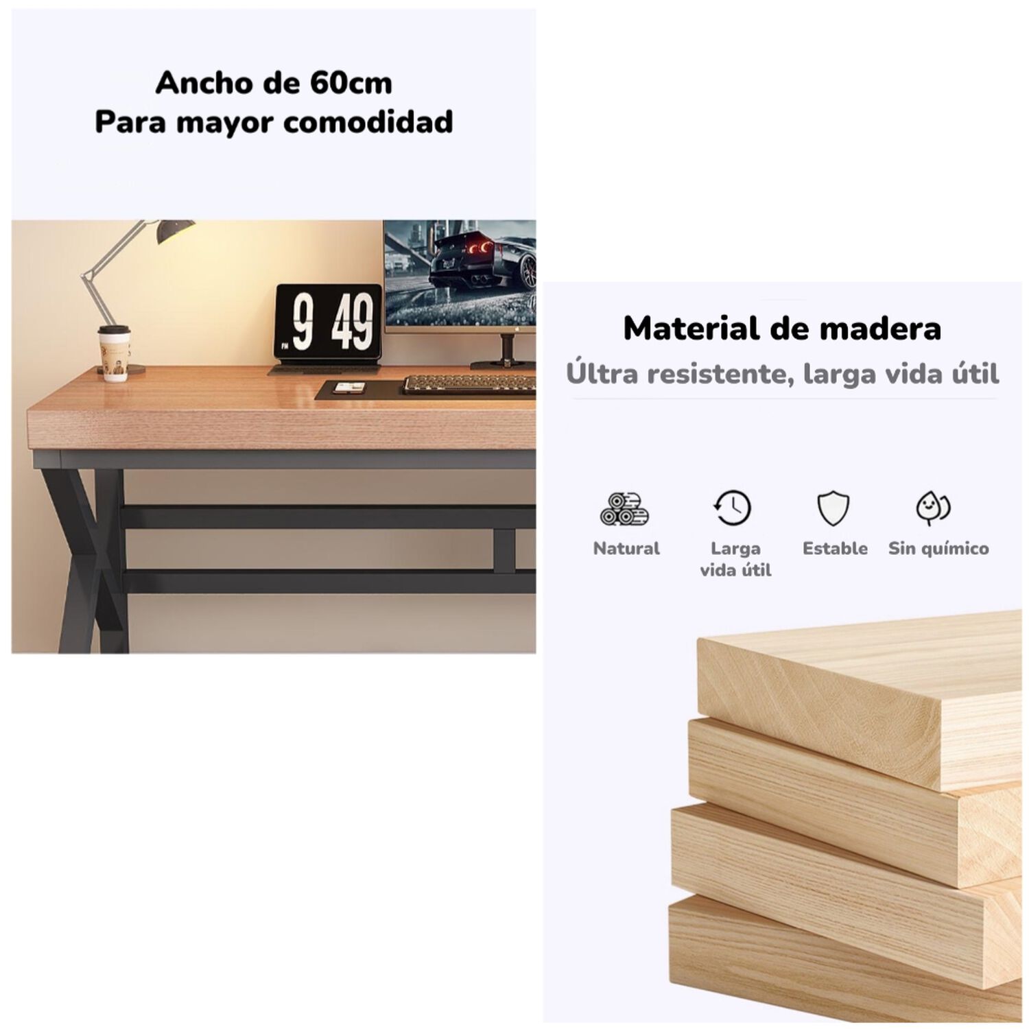 Escritorio De Madera Dise&ntilde;o K Snow 140cm Lubabycas image number 5.0