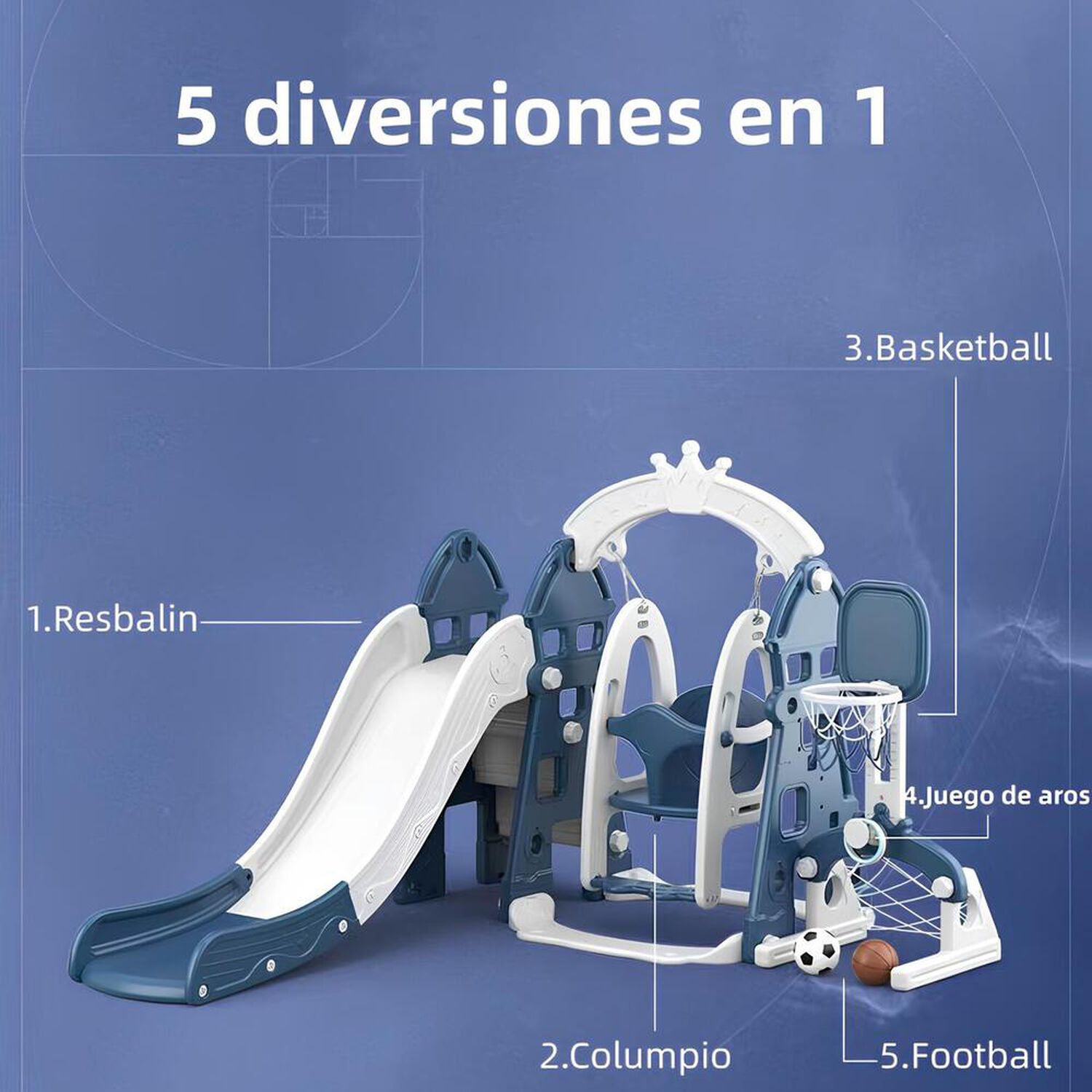 Resbalin Columpio 5 En 1 Con Accesorios Azul Lubabycas image number 2.0