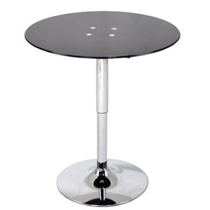 Set 3 Mesas De Bar Vidrio Templado Negro Regulable 60 Cm Di&aacute;metro