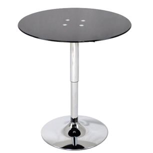 Set 3 Mesas De Bar Vidrio Templado Negro Regulable 60 Cm Di&aacute;metro