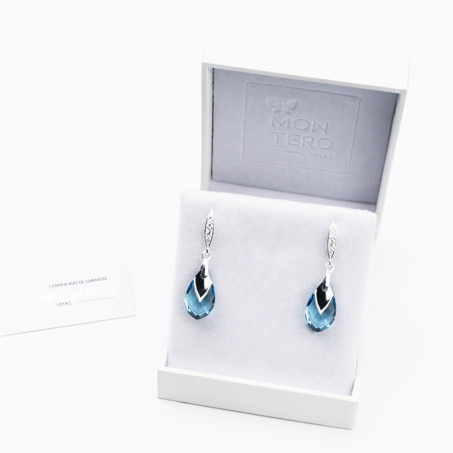 Aros Alaska Cristales Genuinos Aquamarine Joyas Montero image number 2.0