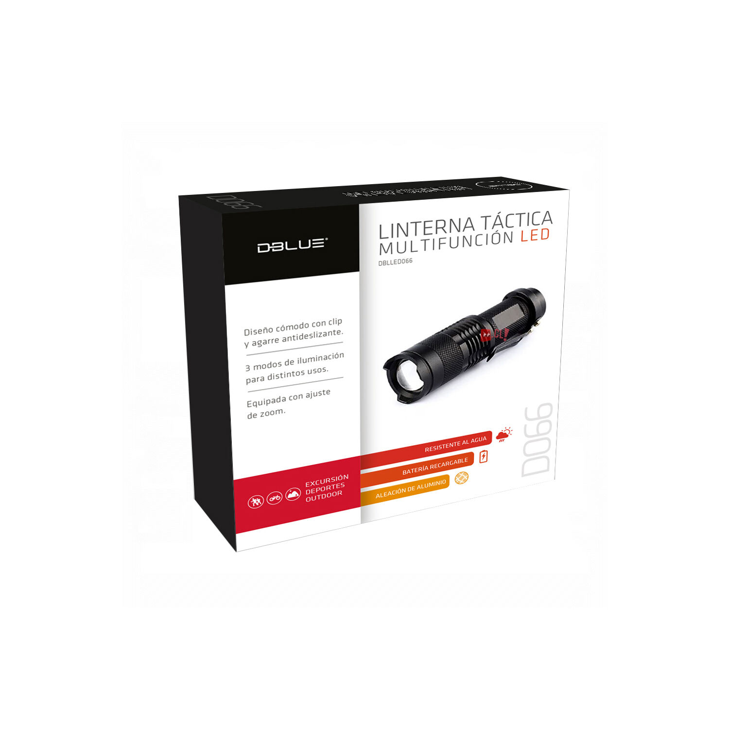 Linterna Led T&aacute;ctica 350 L&uacute;menes Resistente Al Agua - Ps image number 2.0