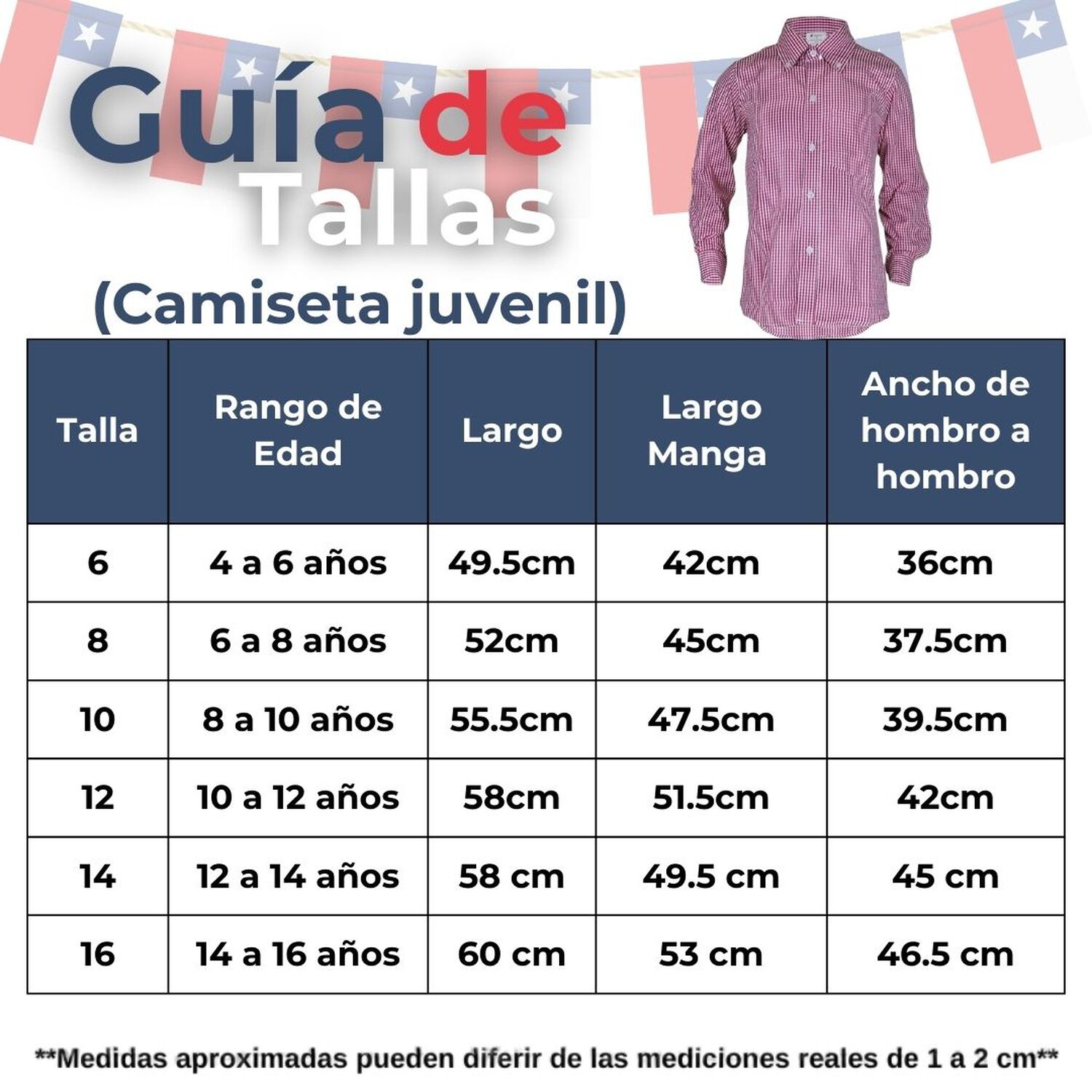 Camisa Huaso Cuadrill&eacute; Algod&oacute;n Ni&ntilde;o Juvenil Color Rojo image number 2.0