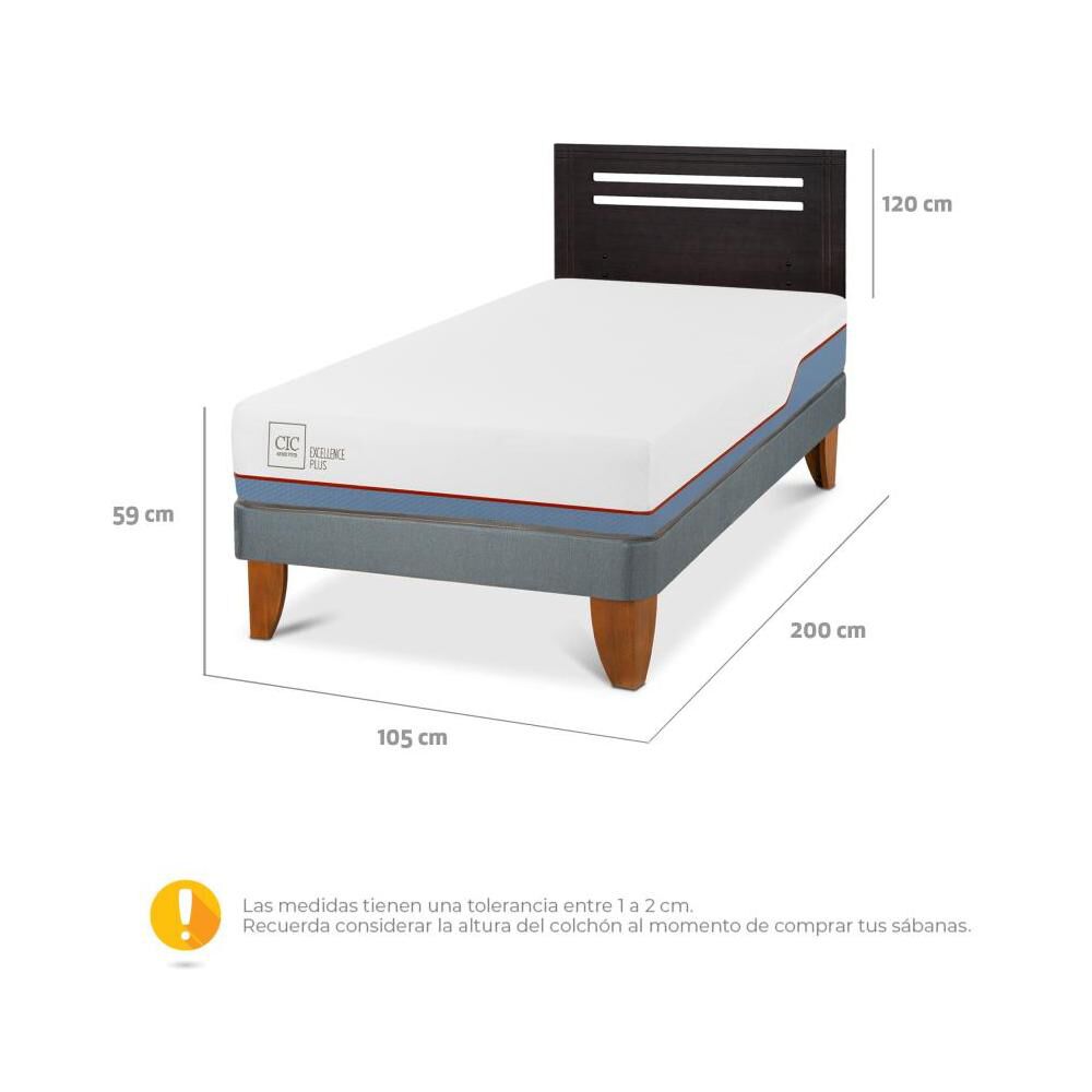 Cama Europea Cic Excellence Plus / 1.5 Plazas / Base Normal + Respaldo image number 4.0