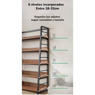 Estante Librero Repisas De 5 Niveles 180cm Cafe