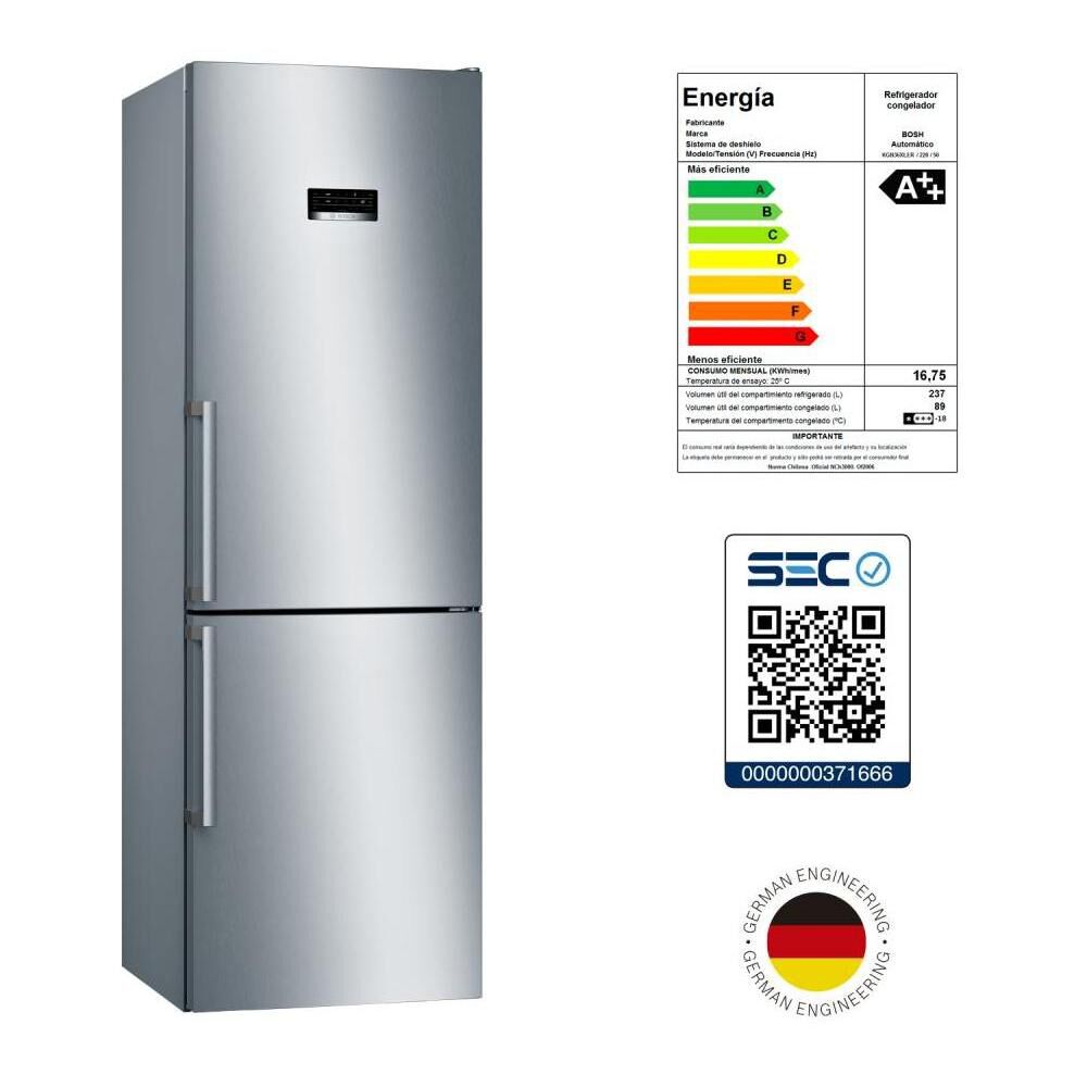 Refrigerador Bottom Freezer Bosch KGN36XLER / No Frost / 324 Litros / A++ image number 8.0