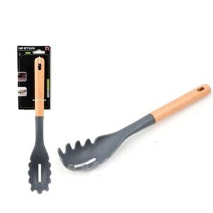 Cuchara Para Pasta Colador Txm7-m07 Color Gris Mango De Madera