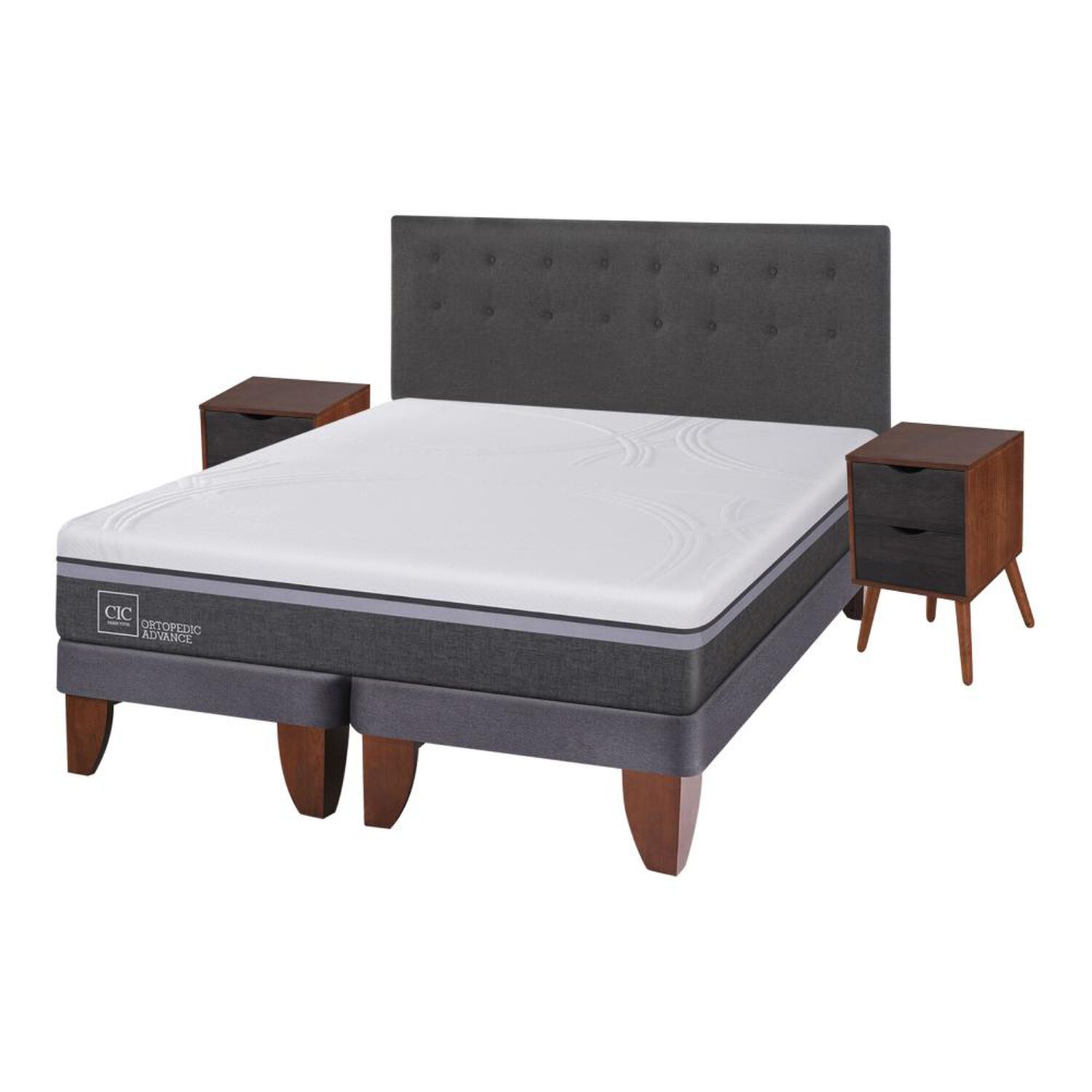 Cama Europea Cic Ortopedic Advanced / King / Base Dividida  + Set De Maderas image number 1.0
