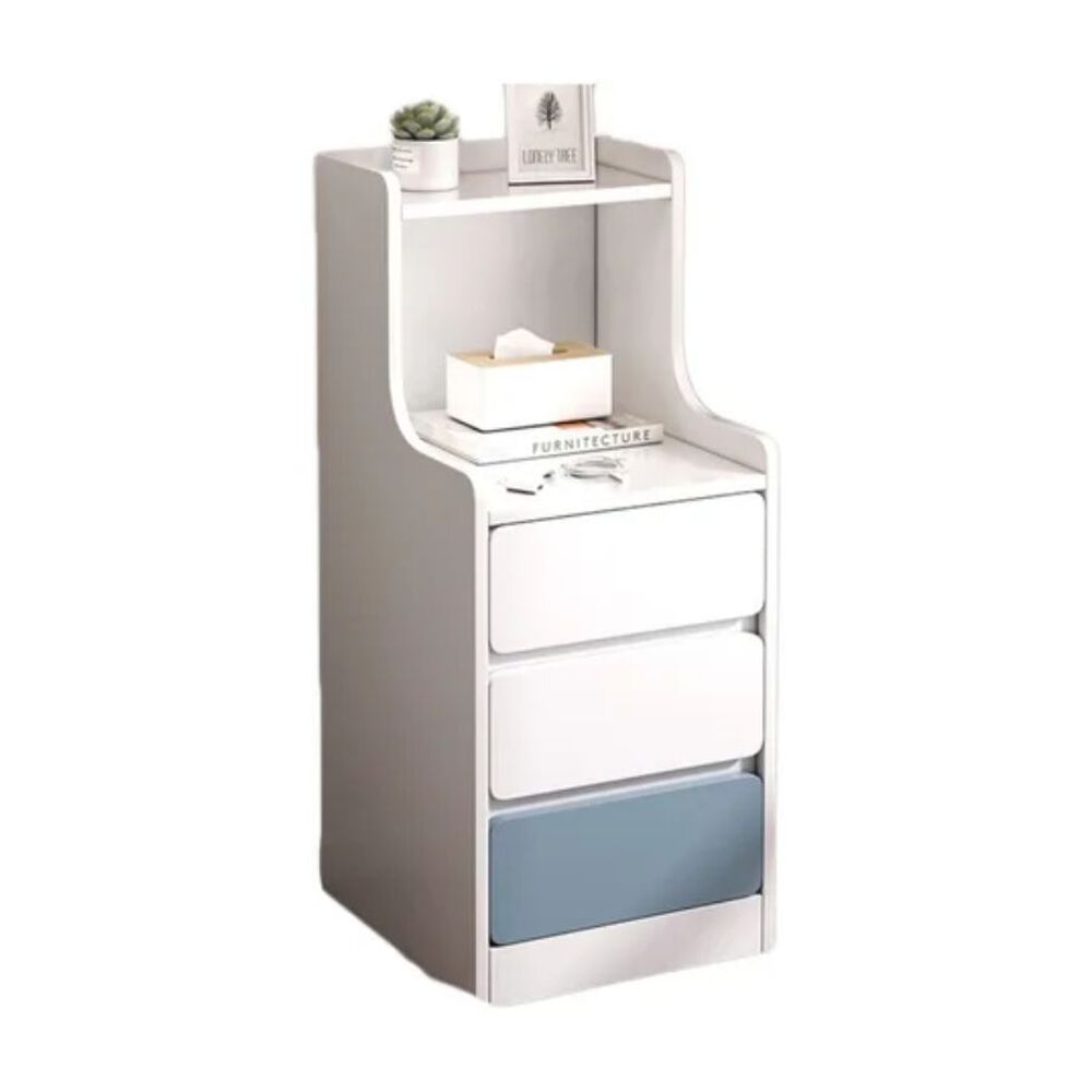 Velador Angosto Con Cajones Homer Design 30x34x87cm Blanco image number 0.0