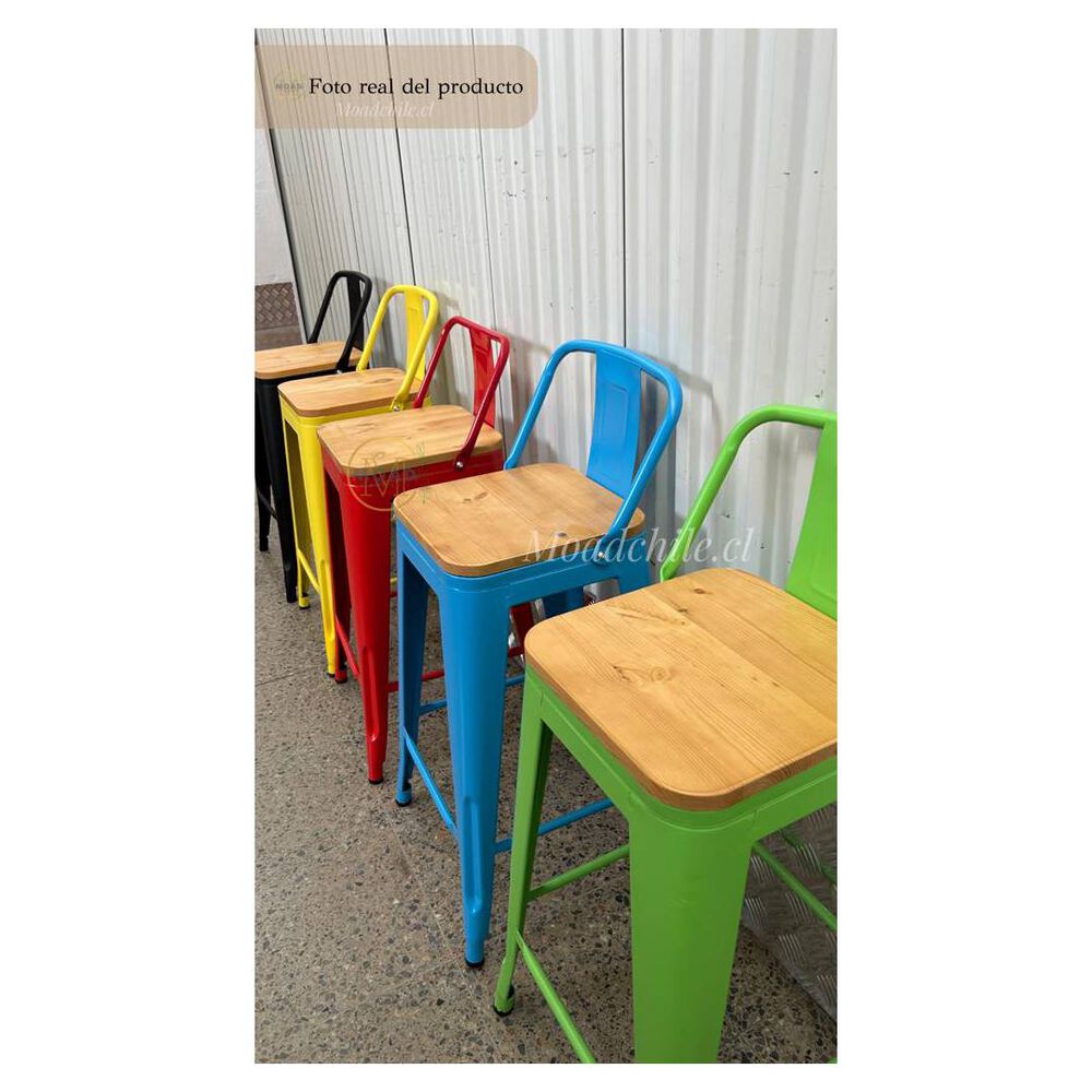 Pack 4 Taburetes Tolix Madera Clara (77cm) image number 5.0