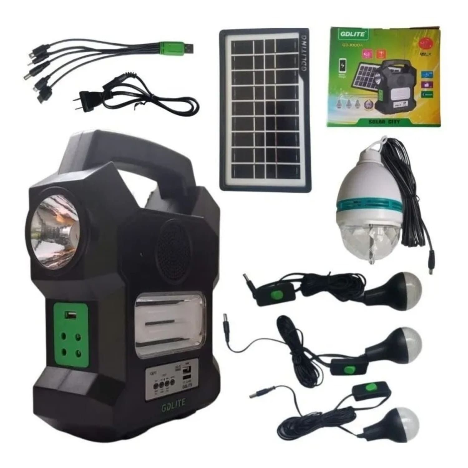 Linterna Kit Solar Port&aacute;til Camping Gdlite Mp3 Usb Gd-1000a Linterna image number 4.0