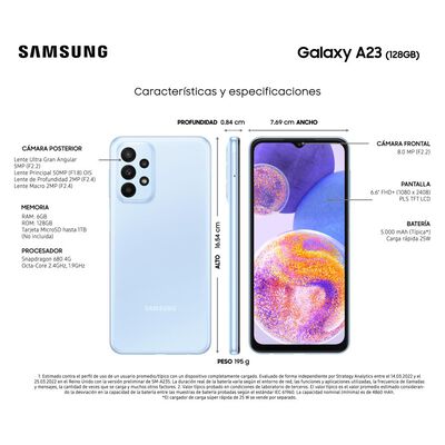 Smartphone Samsung Galaxy A23 Blue / 5G / 128 Gb / Liberado