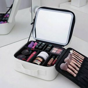 Malet&iacute;n De Maquillaje Con Luz Led Y Espejo Estuche De Maquillaje Organizador