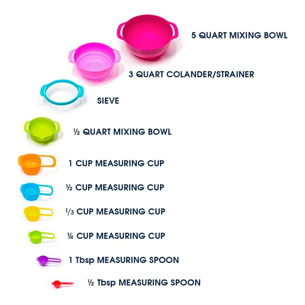 Set 10 Piezas Tazas Medidoras Cernidor Colador Cuencos Cocina image number 4.0