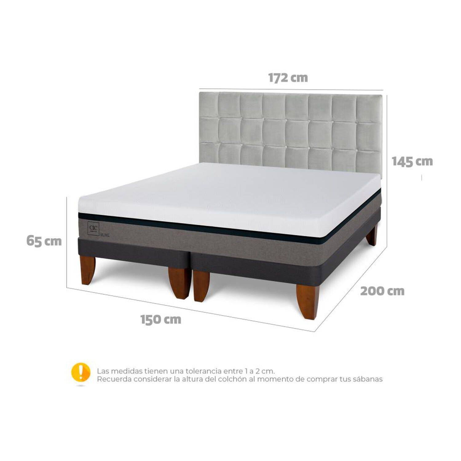 Cama Europea Cic Balance / 2 Plazas / Base Dividida + Respaldo image number 5.0