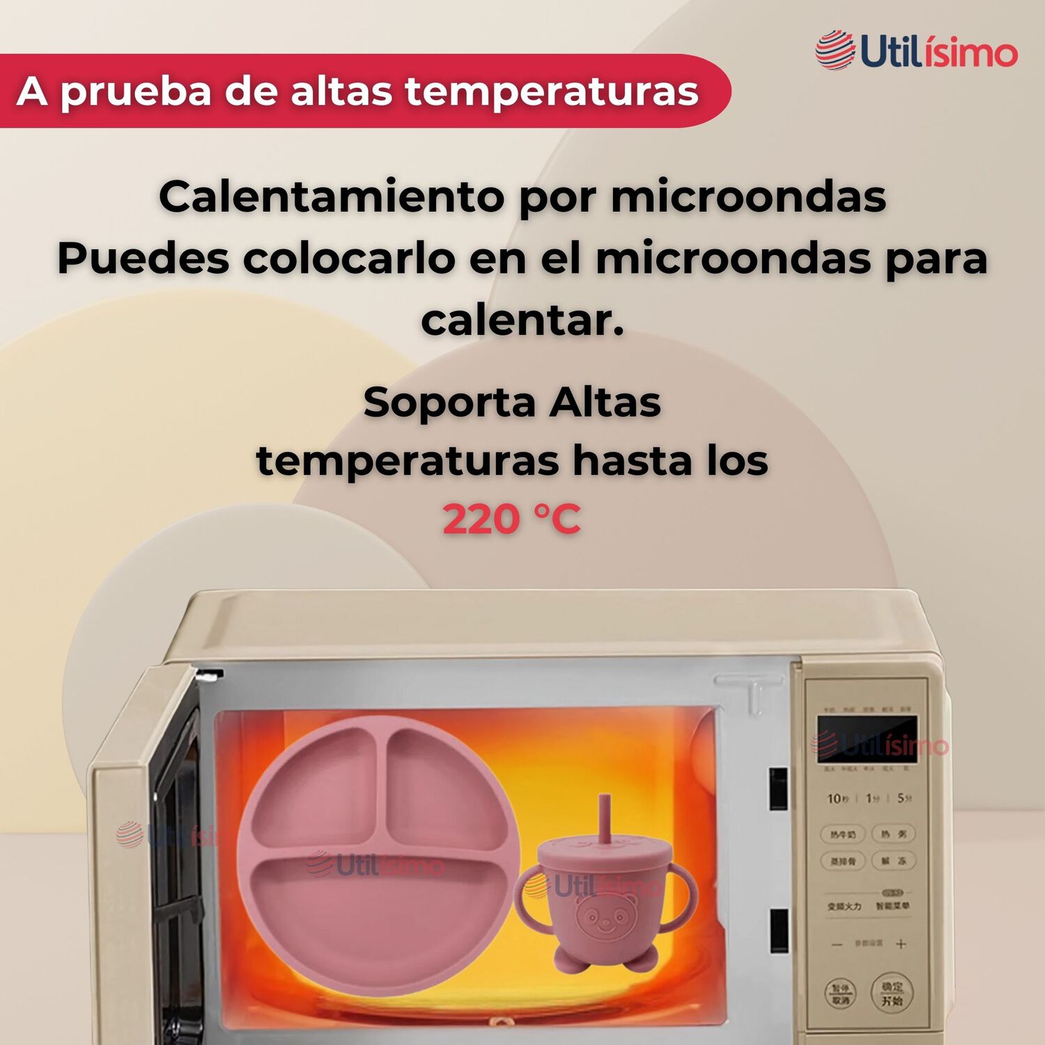 Set De Alimentaci&oacute;n Beb&eacute; Silicona Con Vaso 5 Piezas Libre Bpa Color Rosa Oscuro image number 3.0