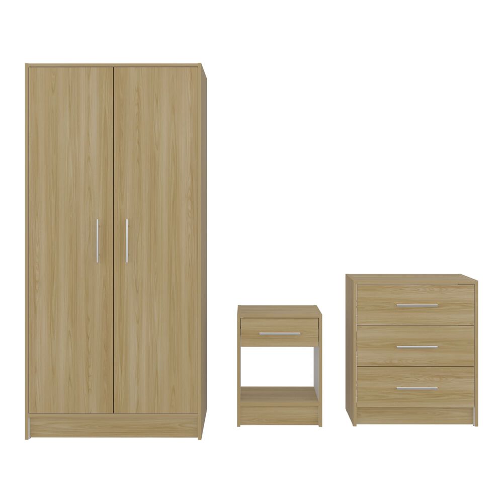 Set Dormitorio Closet 2 Puertas + Velador + Comoda Fm Café Claro image number 3.0