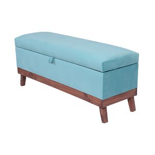 Banqueta Con Baúl Incy Turquesa Felpa 120x40x50 Cm Máxima Design