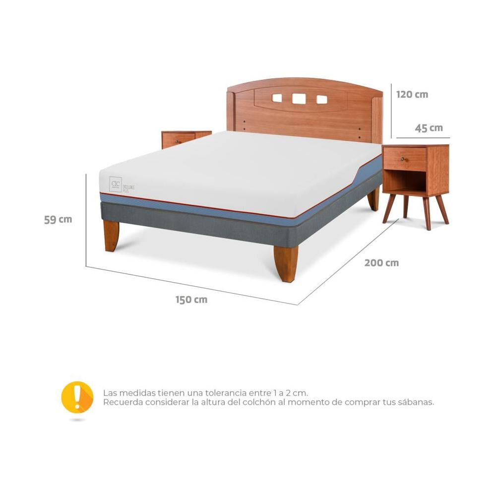 Cama Europea Cic Excellence Plus / 2 Plazas / Base Normal + Set De Maderas image number 2.0