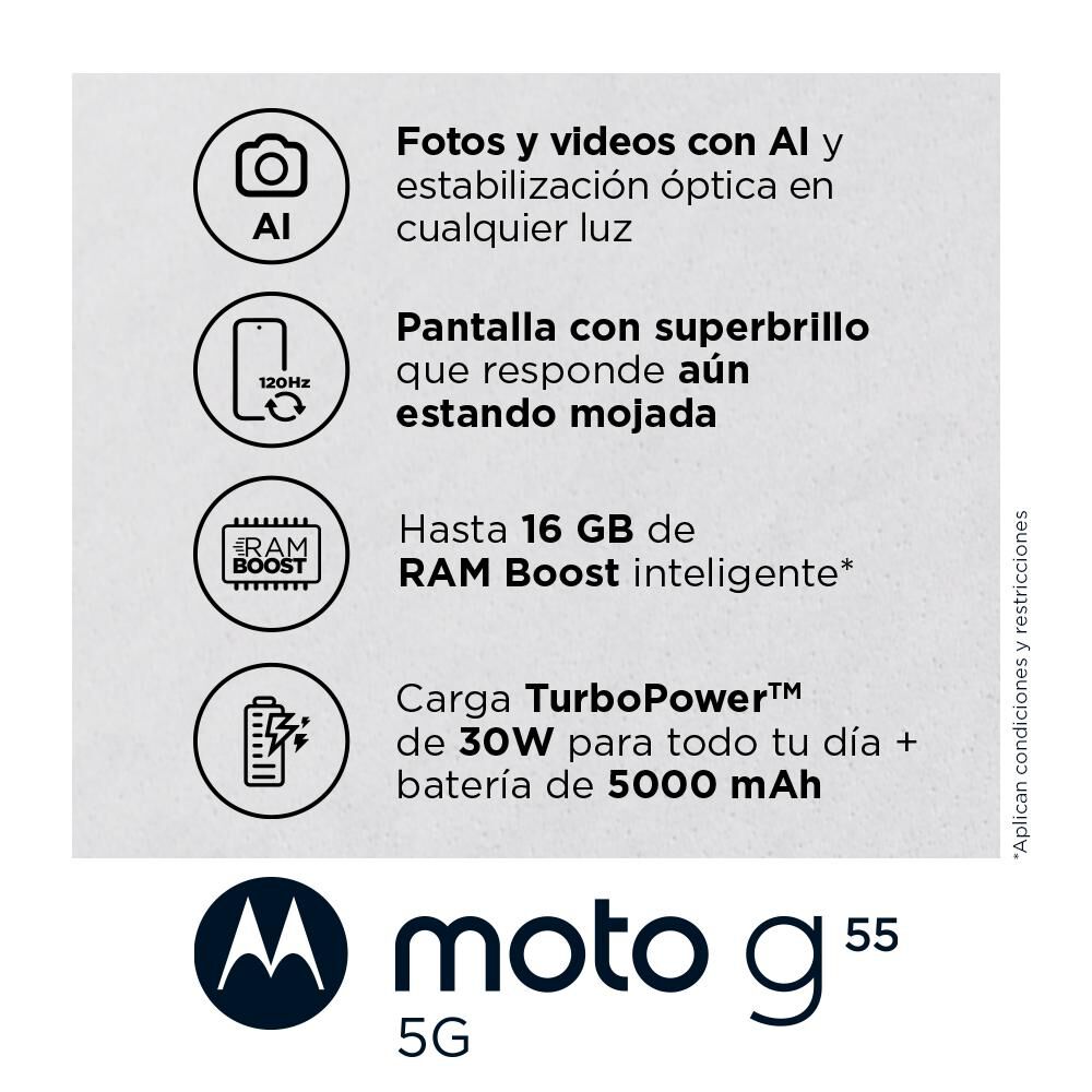 Smartphone Motorola Moto G55 / 5G / 256 GB / Negro / Liberado image number 2.0
