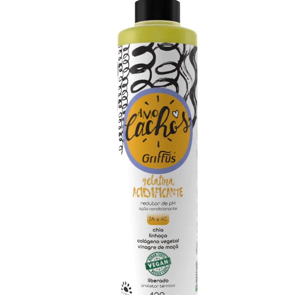 Gel Acidificante De Rizos Amo Cachos + Protector Termico 420g Griffus image number 0.0