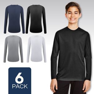 Pack 6 Camisetas Bambú Primera Capa Niño Cuello Redondo Manga Larga