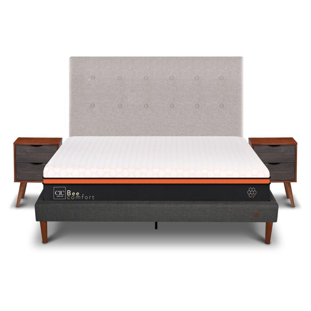 Cama Europea Cic Bee Comfort / 2 Plazas / Base Normal + Set De Maderas image number 0.0