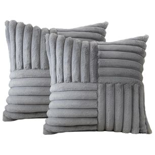 Pack De 02 Fundas De Coj&iacute;n Pelo De Conejo De Imitaci&oacute;n 45x45 Gris