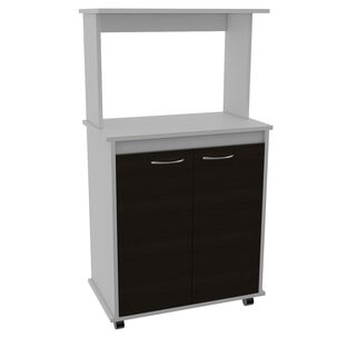 Mueble Microondas Con Ruedas 2 Puertas Fm-010b Blanco Y Negro