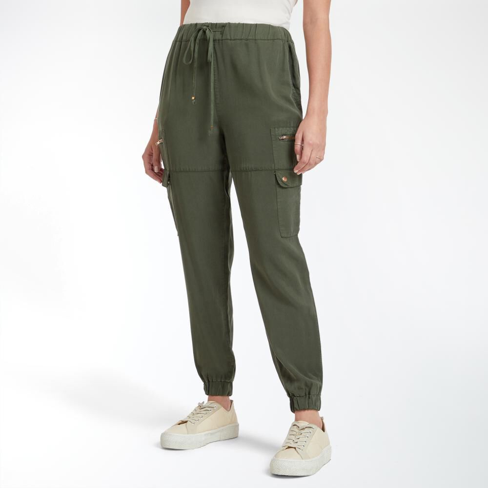 Pantalón Puño En Basta Tiro Medio Cargo Regular Mujer Kimera image number 2.0