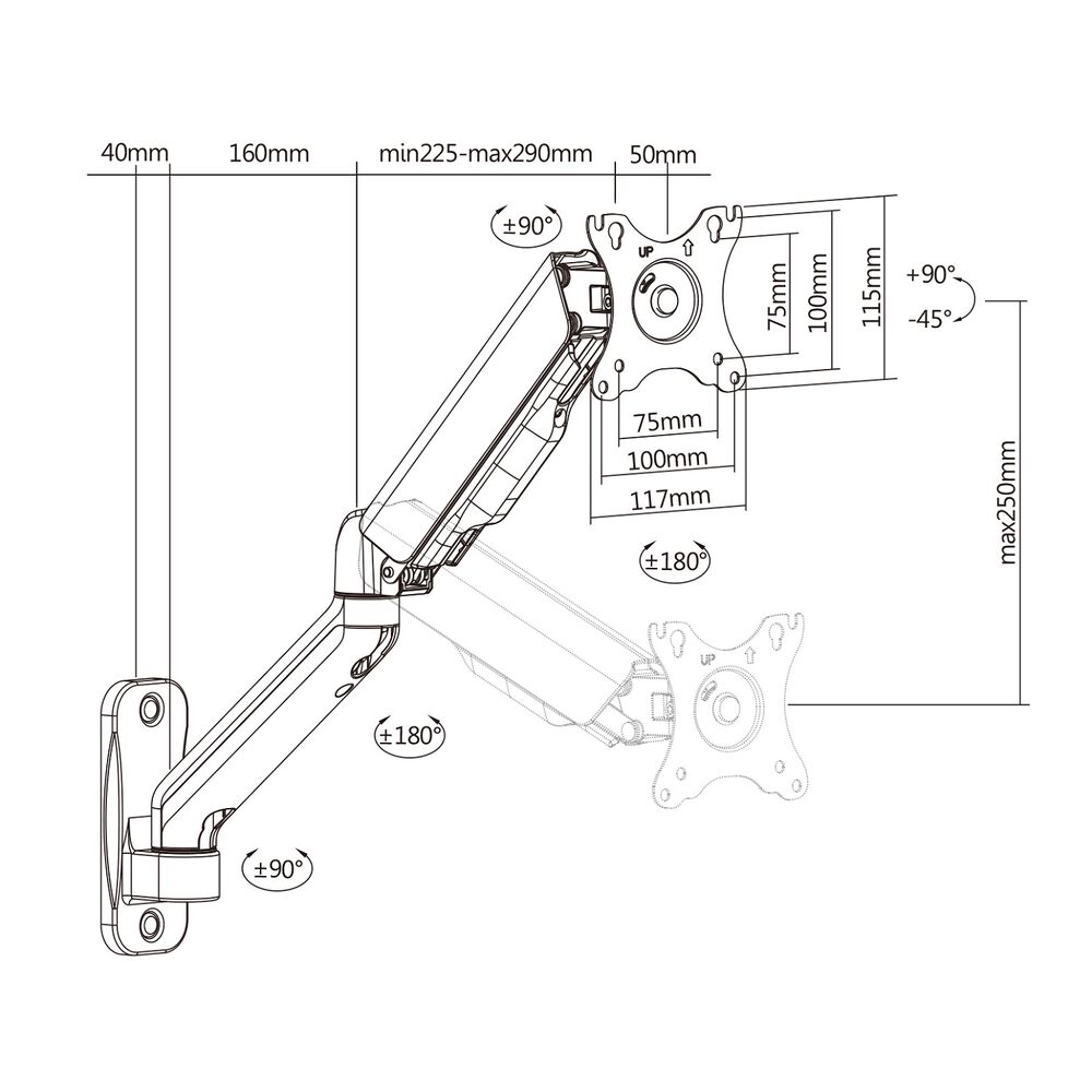 Soporte Para Monitor Pared - Gas Spring - 17 A 32 Brasforma image number 5.0