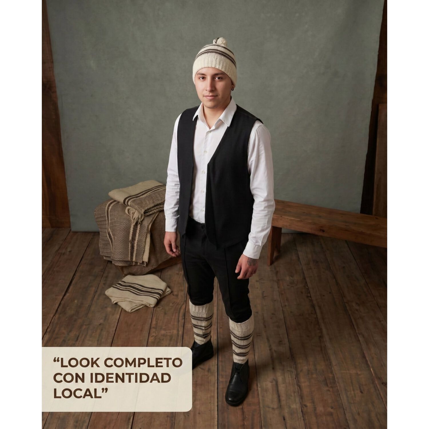 Set Chilote Adulto Gorro Mas Polaina Fiesta Patrias image number 4.0