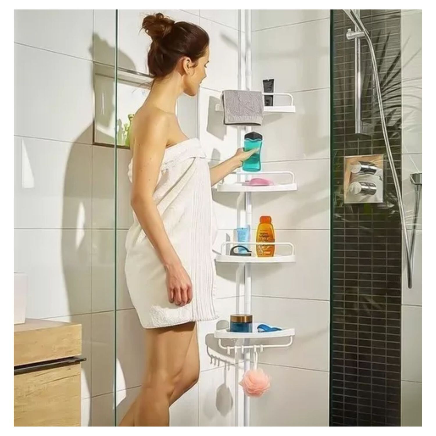 Organizador Esquinero Ducha Ba&ntilde;o Multiuso 4 Pisos Ajustable image number 2.0