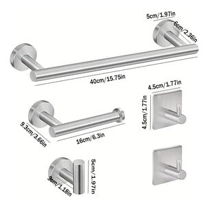 Set 5 Accesorios Baño Acero Inoxidable Montaje Pared