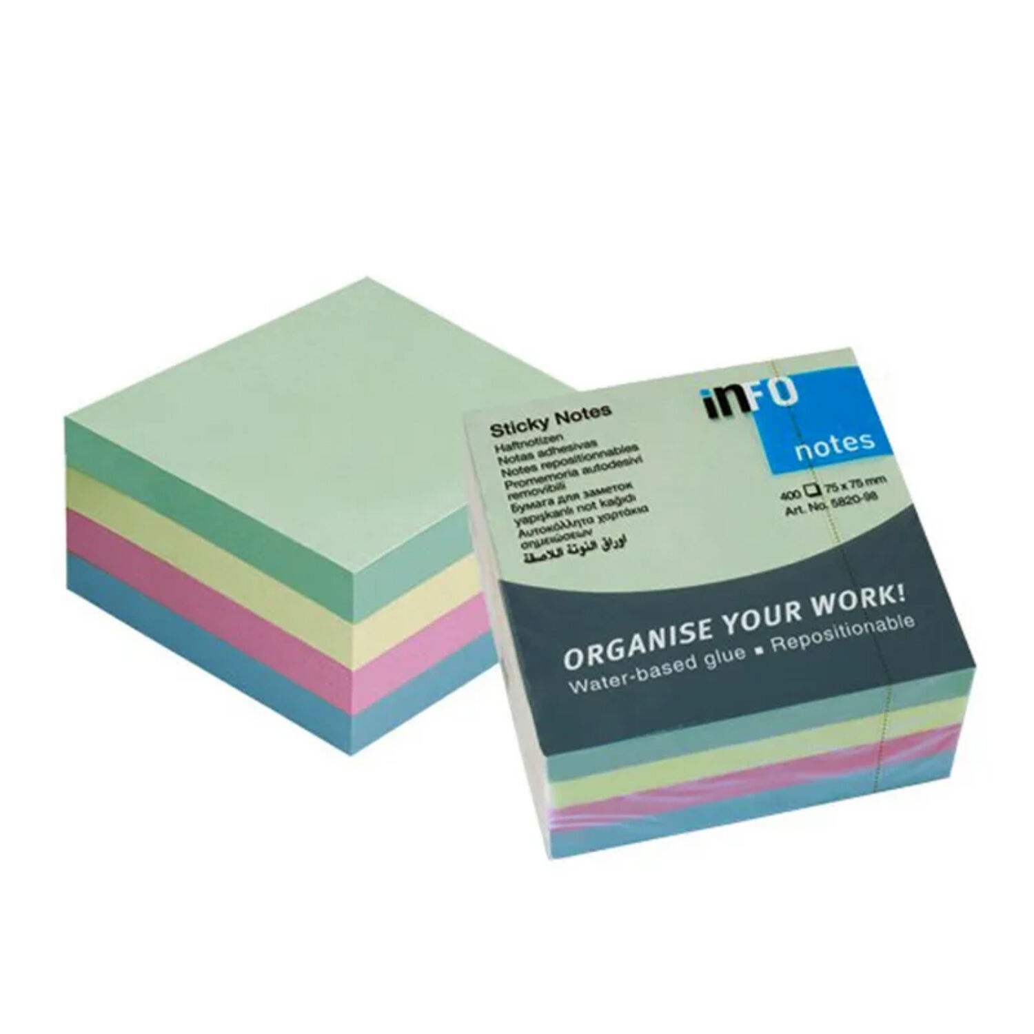 Pack 400 Notas Adhesivas Colores 75x75mm Info Notes - Ps image number 0.0
