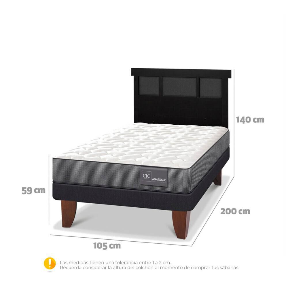 Cama Europea Cic Anatomic / 1.5 Plazas / Base Normal + Respaldo image number 4.0