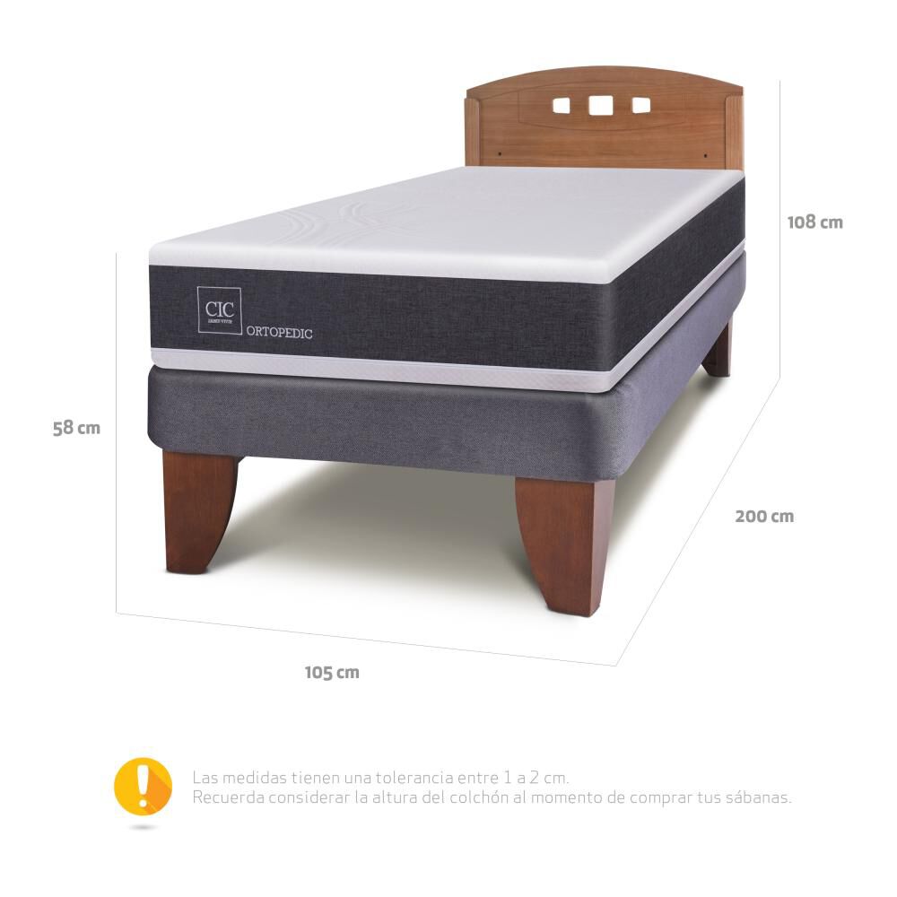 Cama Europea Cic New Ortopedic / 1.5 Plazas / Base Normal + Respaldo image number 2.0