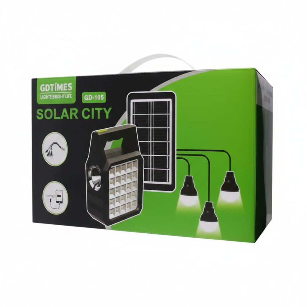 Kit Panel Solar Con 3 Bombillos Mas Cables De Carga image number 1.0