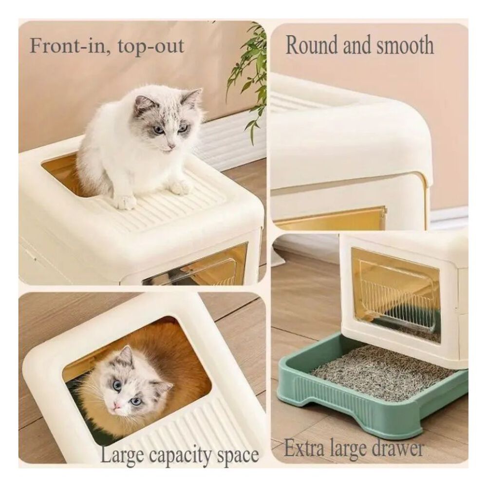 Arenero Para Gatos Plegable Con Entrada Superiorgris image number 2.0